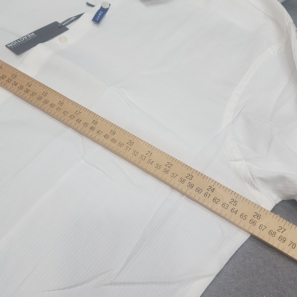 Kenneth Cole Reaction Dress Shirt White Tonal Stripe Slim Fit‎ Mens 18 36-37 NEW - Picture 8 of 9